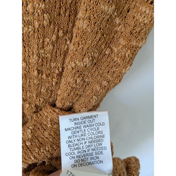 One World Dark Fairy Brown Textured Crochet Knit Top XL Wimsygoth  Sharkbite Hem - Picture 6 of 8